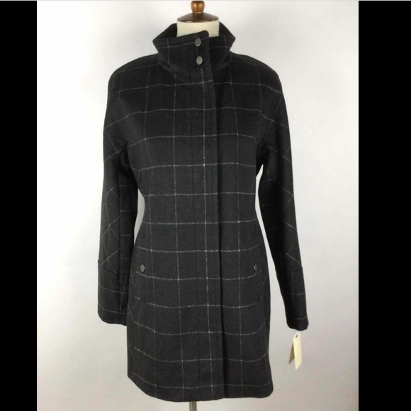NWT Lucky Brand Charcoal Grid Coat - Picture 1 of 2